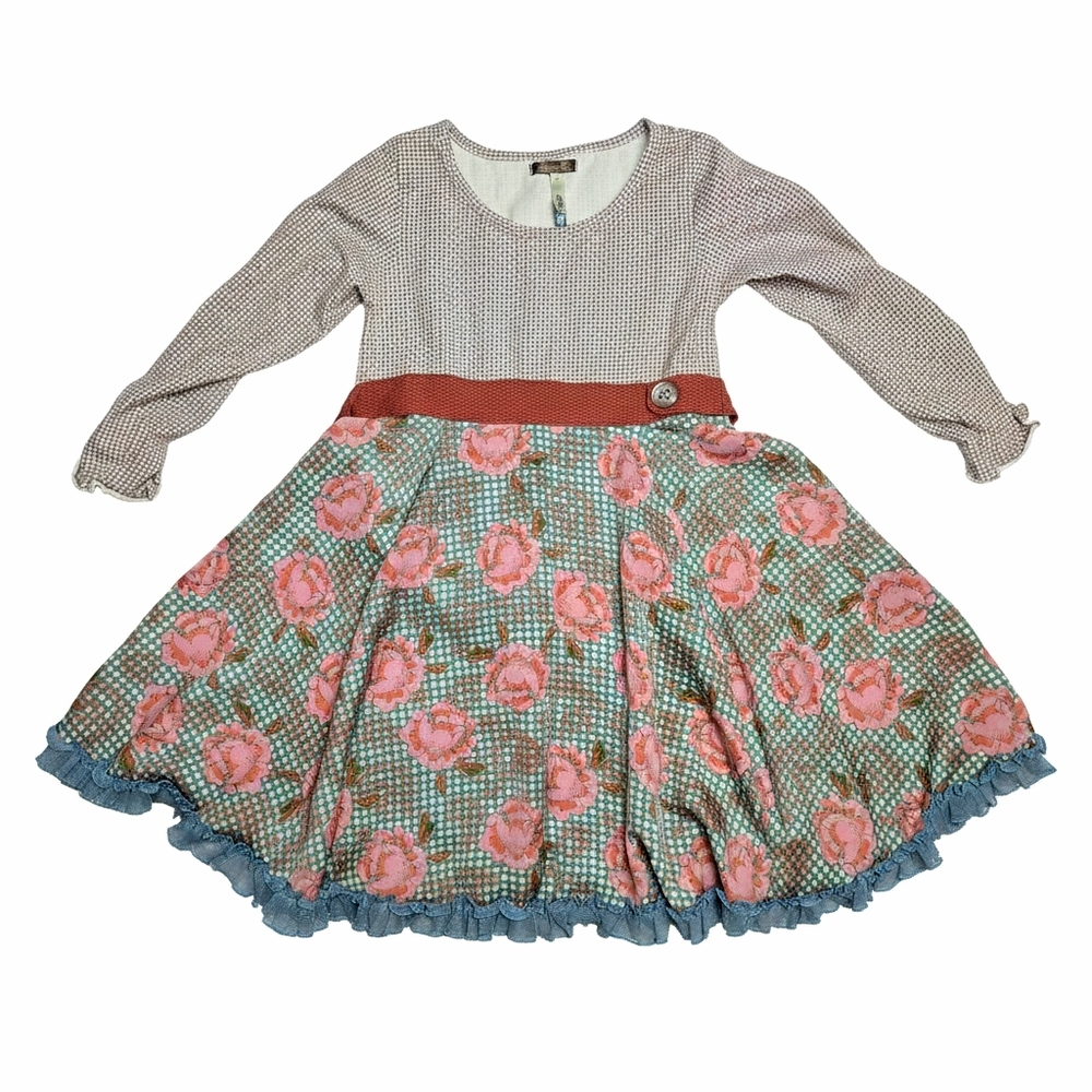 Matilda Jane Sweetheart Dress 6 Floral Polka Dot Ruffle Twirl Boutique - Picture 1 of 11